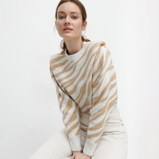 Reserved - Sweter z domieszką wełny z alpaki - Beżowy Reserved S promocyjna cena Reserved