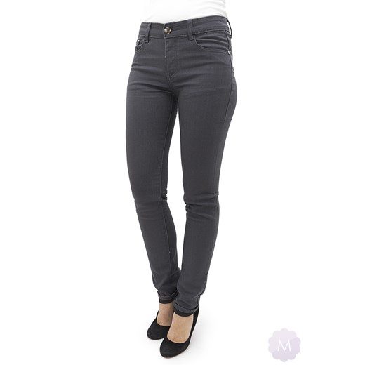 Spodnie jeansowe rurki z wyższym stanem stalowe mercerie-pl szary jeans