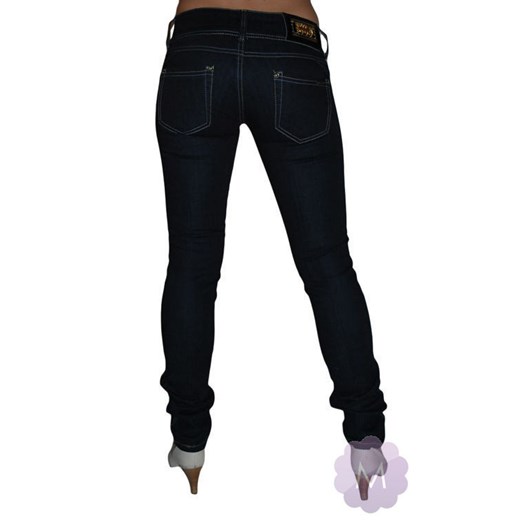 Spodnie biodrówki granatowe jeansowe mocne rurki mercerie-pl czarny rurki