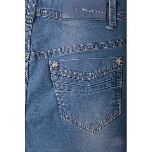 Elastyczne spodnie jeansy lekko zwężane niebieskie  z wyższym stanem mercerie-pl niebieski Spodnie