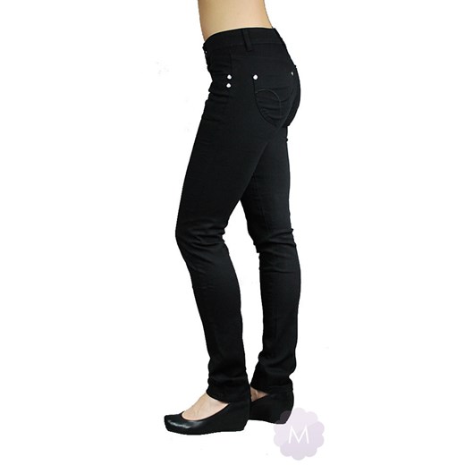 Czarne cienkie spodnie rurki jeansowe z podwyższonym stanem mercerie-pl czarny rurki
