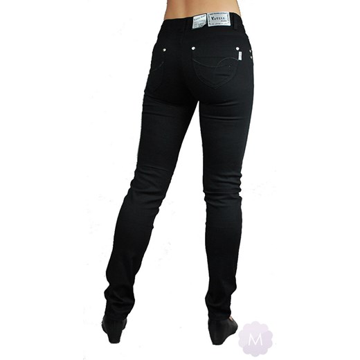 Czarne cienkie spodnie rurki jeansowe z podwyższonym stanem mercerie-pl czarny Spodnie