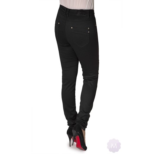 Czarne damskie spodnie rurki jeansowe wysoki stan mercerie-pl czarny rurki