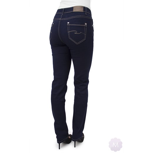 Spodnie jeansowe damskie prosta nogawka z wyższym stanem granatowe mercerie-pl czarny minimalistyczne