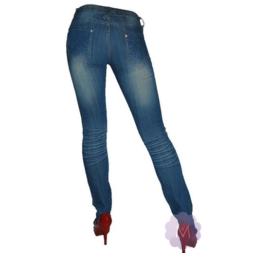Spodnie biodrówki rurki jeansowe niebieskie przetarte mercerie-pl zielony rurki