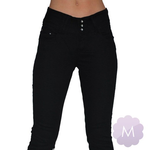 Elastyczne czarne spodnie jeansowe rurki biodrówki mercerie-pl czarny rurki