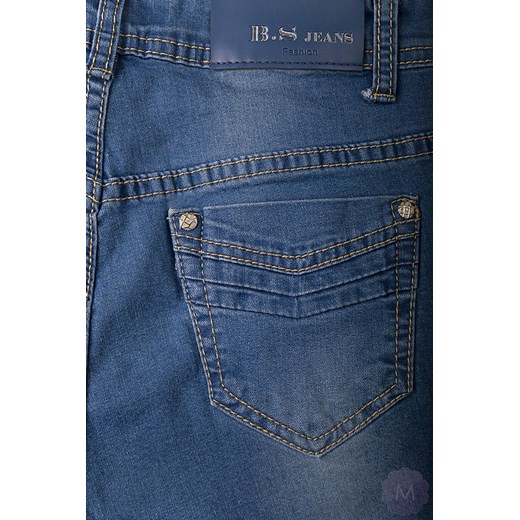 Spodnie jeansy rurki niebieskie  z wyższym stanem PUSH-UP mercerie-pl niebieski Spodnie