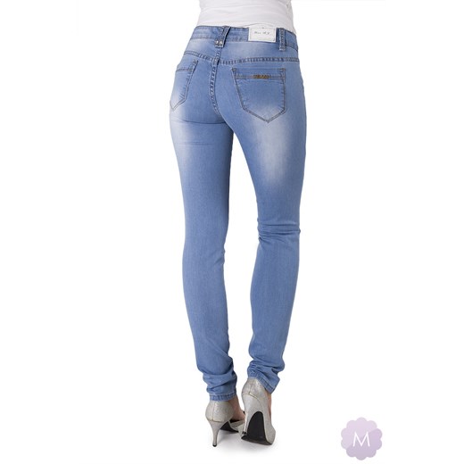 Spodnie jeansy rurki jasno niebieskie z wyższym stanem mercerie-pl niebieski rurki