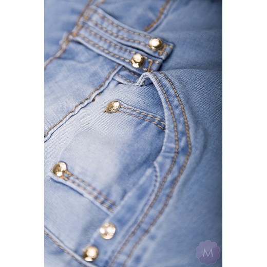 Spodnie jeansy rurki jasno niebieskie z wyższym stanem mercerie-pl niebieski Spodnie