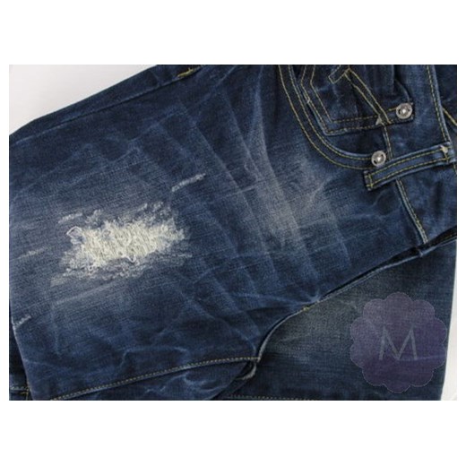Granatowe wycierane spodnie jeansowe rurki z dziurami mercerie-pl szary rurki