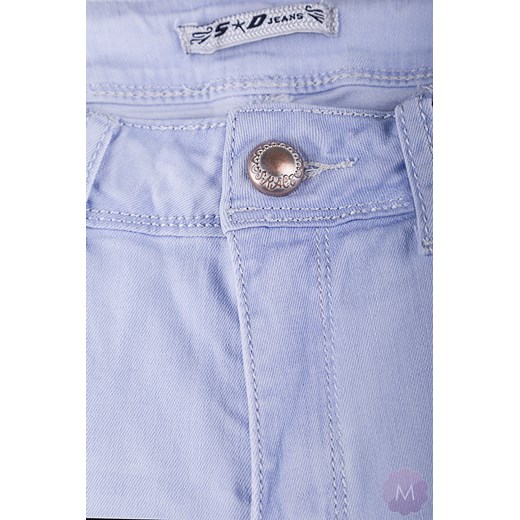 Spodnie jeansy mocne rurki bardzo jasne z wyższym stanem mercerie-pl niebieski Spodnie