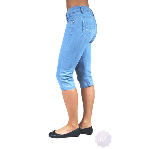 Damskie niebieskie krótkie spodenki jeansowe mercerie-pl niebieski krótkie