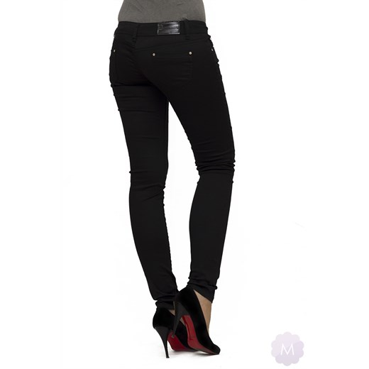 Spodnie jeansowe rurki biodrówki czarne mercerie-pl czarny rurki