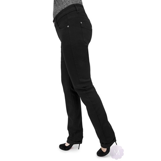 Damskie czarne spodnie jeansowe z prostą nogawką  z wysokim stanem mercerie-pl czarny jeans