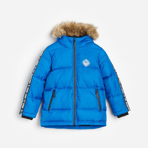 Reserved - Pikowana kurtka z kapturem - Niebieski Reserved 134 promocyjna cena Reserved