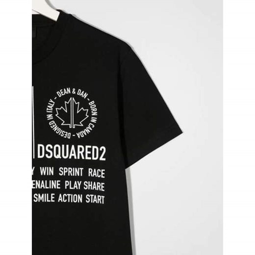 T-shirt chłopięce czarny Dsquared2 z napisem 