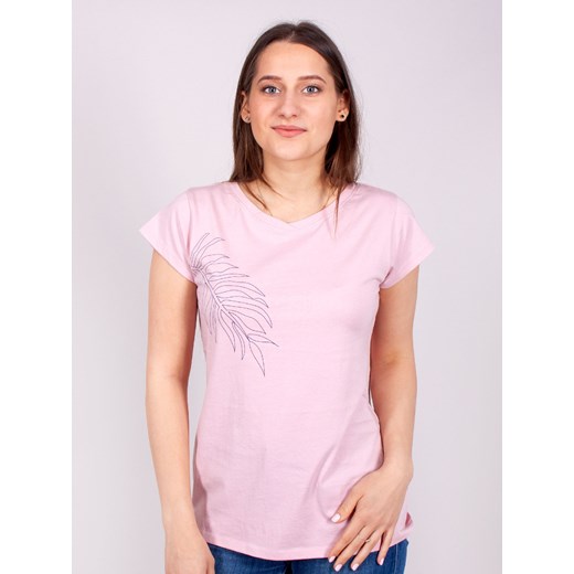 Podkoszulka t-shirt bawełniany damski róż liść  S Yoclub S YOCLUB