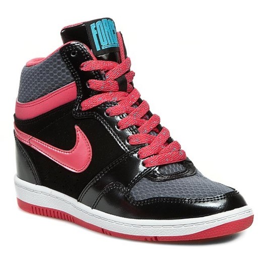 Sneakersy NIKE - WMNS Nike Forcew Sky High Prm 644413 001 Black/Geranium/Cool Grey eobuwie-pl czerwony damskie