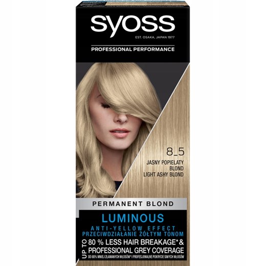Permanent Blond farba do włosów trwale koloryzująca 8_5 Jasny Popielaty Blond Syoss 1sztuka perfumgo.pl
