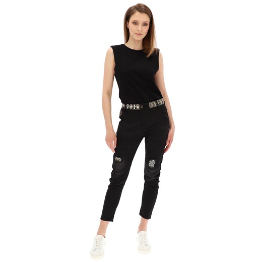 Czarne spodnie jeansowe z ozdobnym pasem Desigual CAMEL BOYFREND Desigual 26 Eye For Fashion