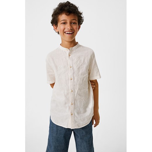 C&A Koszula-miks lniany-w paski, Biały, Rozmiar: 92 104 C&A