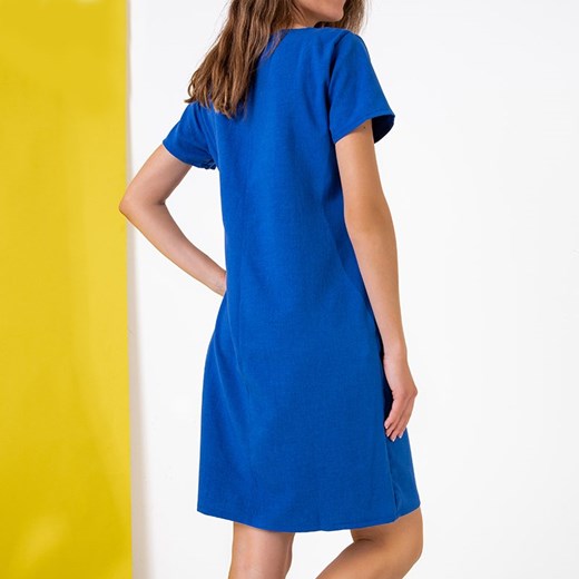 Kobaltowa damska sukienka z kieszeniami - Odzież Royalfashion.pl L - 40 royalfashion.pl