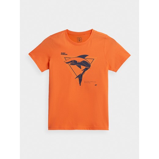 T-shirt chłopięce 4F pomarańczowa z krótkimi rękawami 