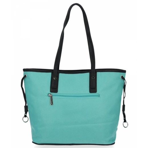 Shopper bag David Jones duża matowa zielona ze skóry ekologicznej bez dodatków