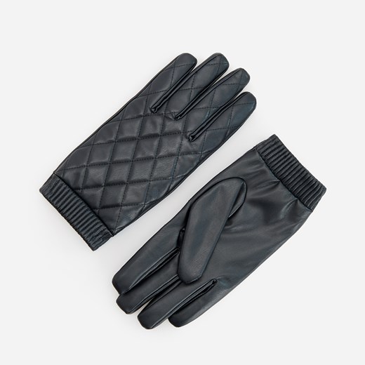 Reserved - Pikowane rękawiczki z imitacji skóry - Czarny Reserved M wyprzedaż Reserved