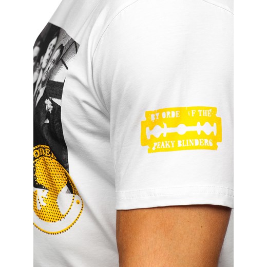 Biały t-shirt męski z aplikacjami Bolf 2824 2XL promocja Denley