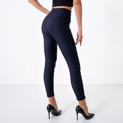 Granatowe damskie tregginsy z guzikami - Spodnie Royalfashion.pl S/M - 37 royalfashion.pl