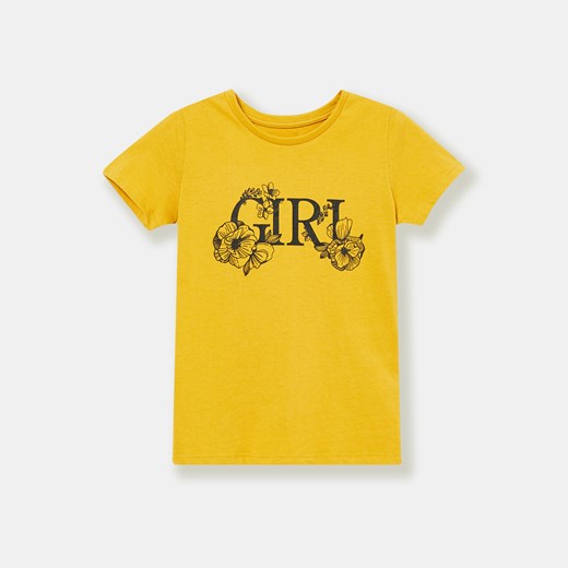 Sinsay - Koszulka dziewczęca z napisem - Żółty Sinsay 116 Sinsay