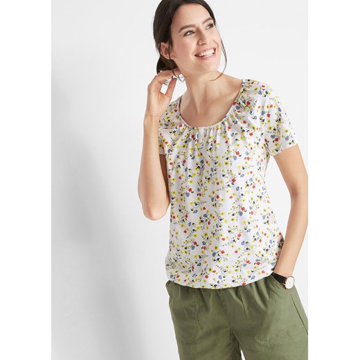 Shirt z nadrukiem, plisą guzikową i gumką | bonprix 44/46 bonprix