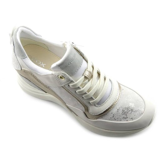 Buty sportowe damskie Geox sneakersy białe z tworzywa sztucznego 