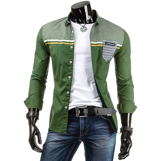Koszula z długim rękawem (dx0229) - Zielony dstreet zielony bawełniane