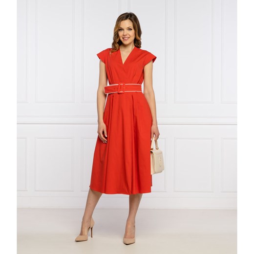 Sukienka Marella elegancka czerwona z dekoltem w serek 