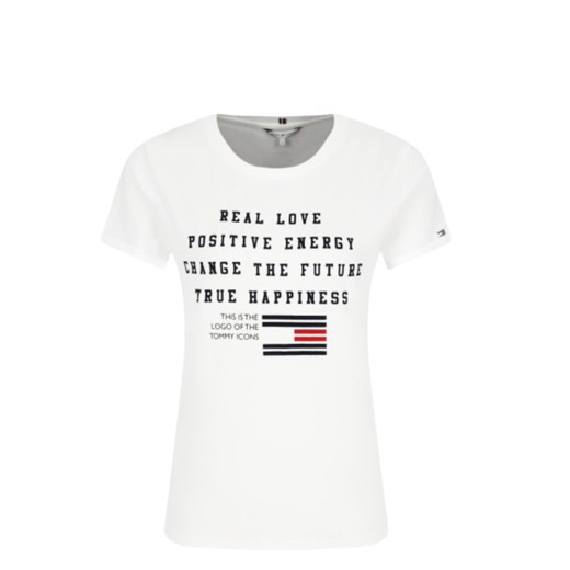 t-shirt damski tommy hilfiger ww0ww24834 biały ze sklepu Royal Shop w kategorii Bluzki damskie - zdjęcie 114595278