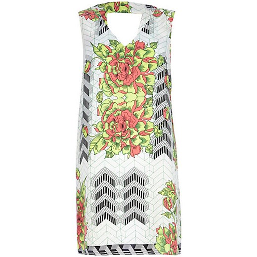 White Chelsea Girl geometric and floral dress river-island szary kwiatowy