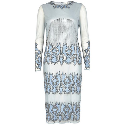 Light blue embellished bodycon dress river-island bialy 