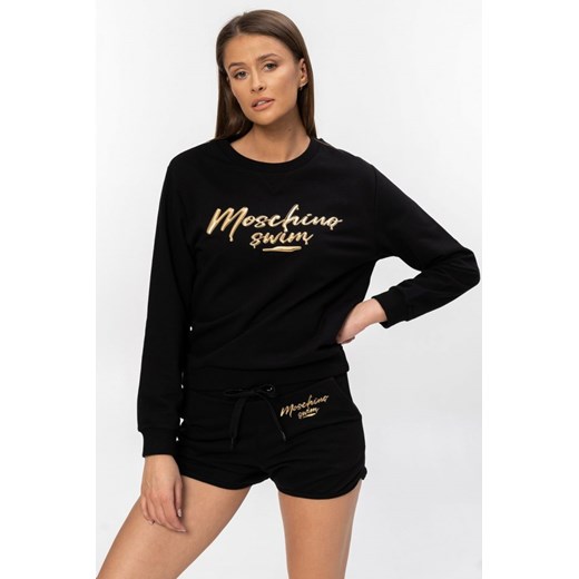 MOSCHINO SWIM - czarna bluza ze złotym logo Moschino M outfit.pl