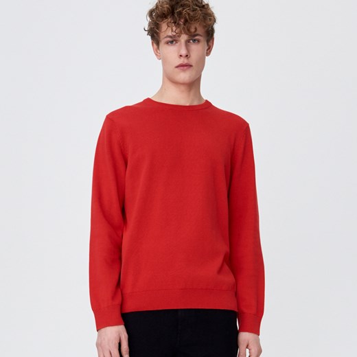 Sinsay - Gładki sweter z półokrągłym dekoltem - Czerwony Sinsay L Sinsay