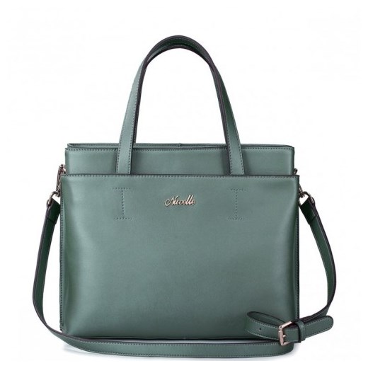 Zielona z połyskiem kobieca torba wizytowe-torebki-pl niebieski bez wzorów/nadruków