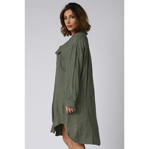 Lniana sukienka "Andrea" w kolorze khaki Plus Size Company 36/38 okazyjna cena Limango Polska
