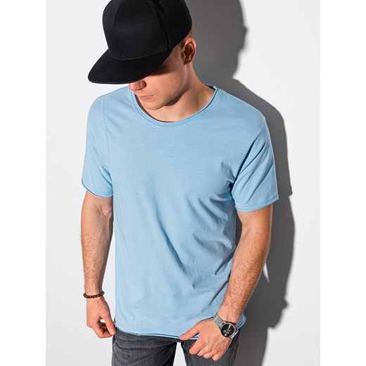T-shirt męski bawełniany S1378 - jasnoniebieski XL ombre
