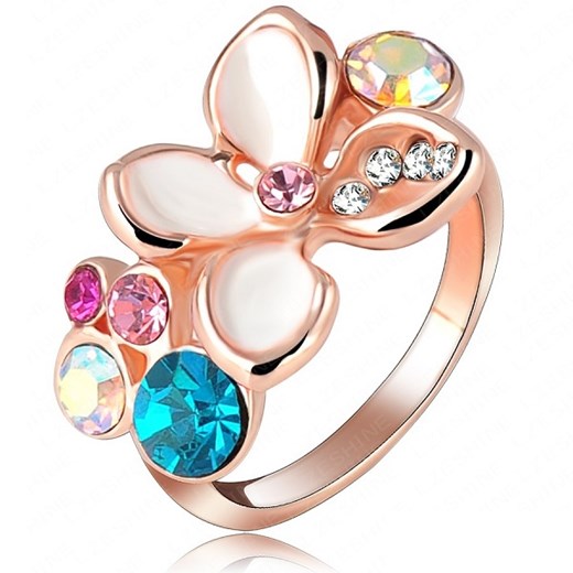 Pierścionek Enamel Flower - Złoty/51mm IZMAEL.eu