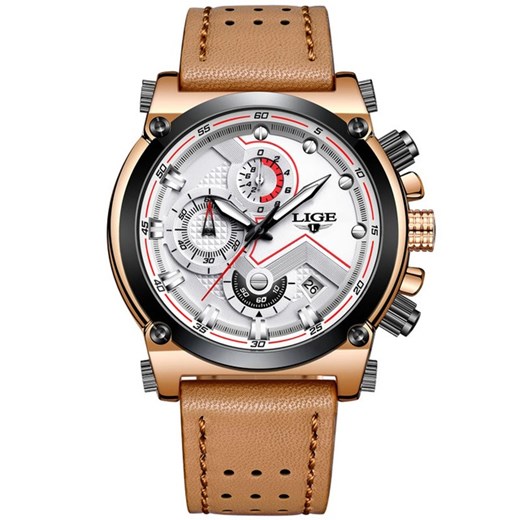 Zegarek LIGE Professional - Brązowy/Biały IZMAEL.eu