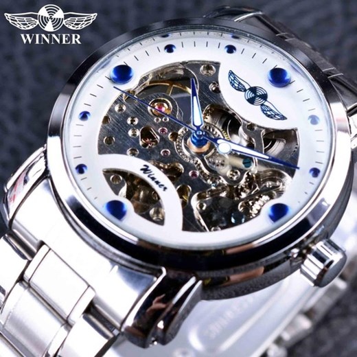 Zegarek męski Winner Sky - Biały/Niebieski IZMAEL.eu