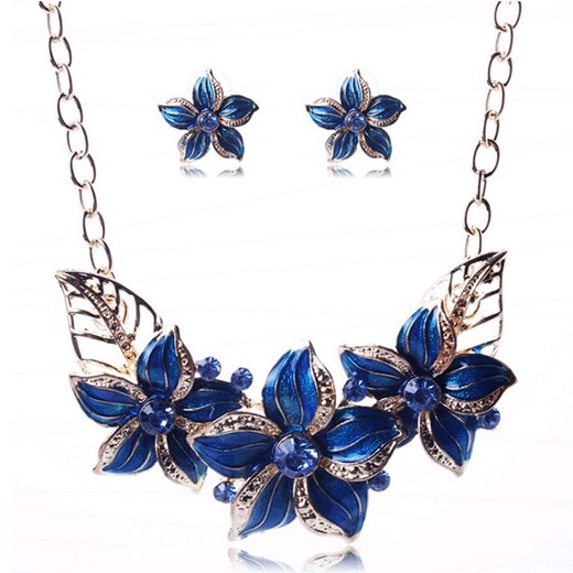 Zestaw biżuterii Varnish Flower - Niebieski IZMAEL.eu