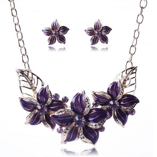 Zestaw biżuterii Varnish Flower - Fioletowy IZMAEL.eu