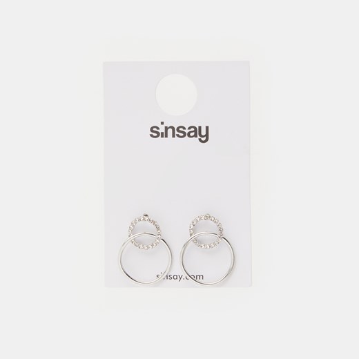 Sinsay - Kolczyki z cyrkoniami - Srebrny Sinsay Jeden rozmiar Sinsay